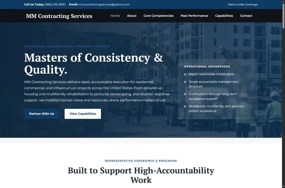 Contracting service business website project by Fareed Studio